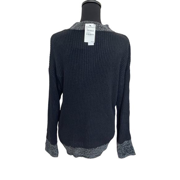 New ~ HALOGEN ~ Metallic Stripe Mock Neck Sweater Size M Ret $89 - Picture 6 of 7